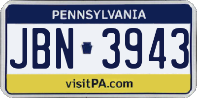 PA license plate JBN3943