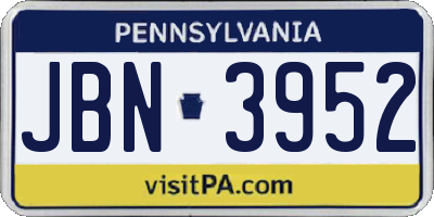 PA license plate JBN3952