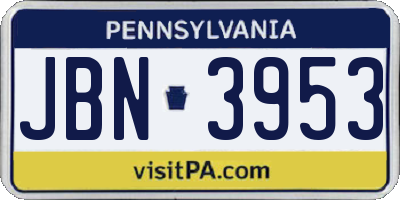 PA license plate JBN3953