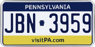 PA license plate JBN3959