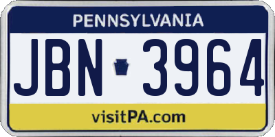 PA license plate JBN3964