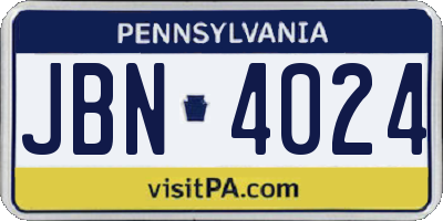 PA license plate JBN4024