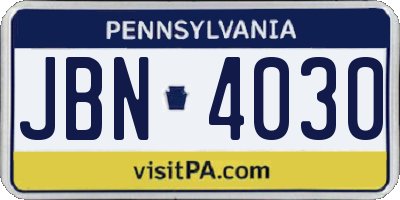 PA license plate JBN4030