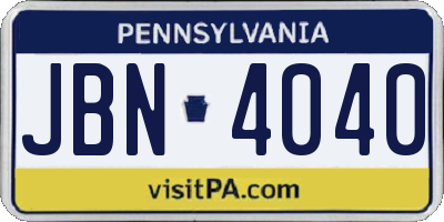 PA license plate JBN4040