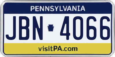 PA license plate JBN4066