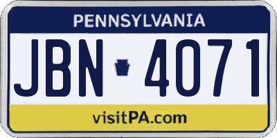 PA license plate JBN4071