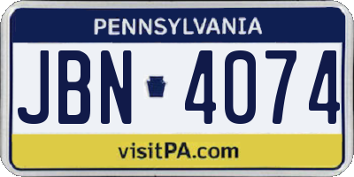PA license plate JBN4074