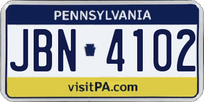 PA license plate JBN4102