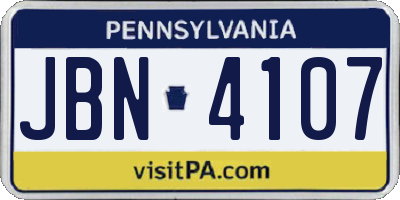 PA license plate JBN4107