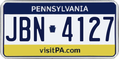 PA license plate JBN4127