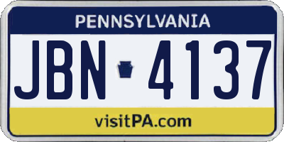 PA license plate JBN4137