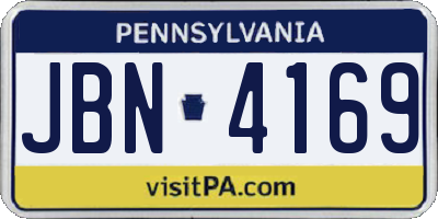 PA license plate JBN4169