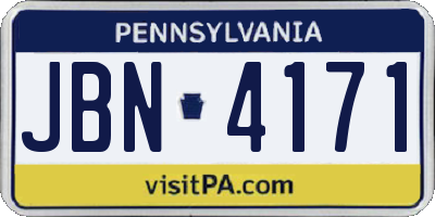 PA license plate JBN4171