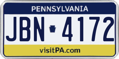 PA license plate JBN4172