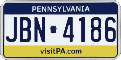 PA license plate JBN4186