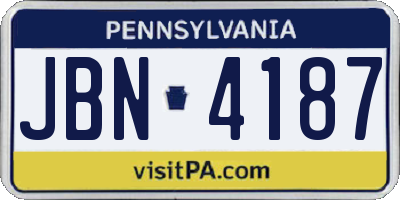PA license plate JBN4187