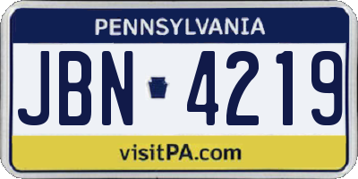 PA license plate JBN4219