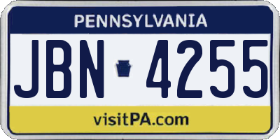 PA license plate JBN4255