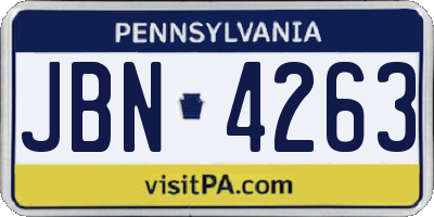 PA license plate JBN4263
