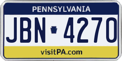 PA license plate JBN4270