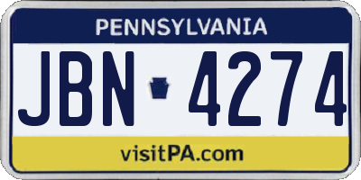PA license plate JBN4274