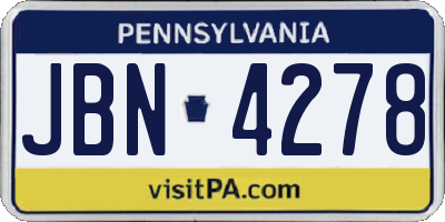 PA license plate JBN4278