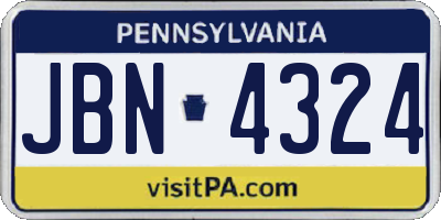 PA license plate JBN4324