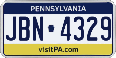 PA license plate JBN4329