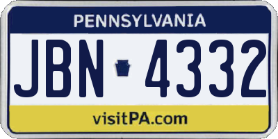 PA license plate JBN4332