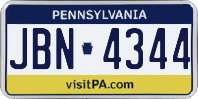 PA license plate JBN4344