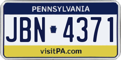 PA license plate JBN4371