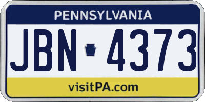 PA license plate JBN4373