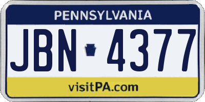 PA license plate JBN4377