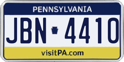 PA license plate JBN4410