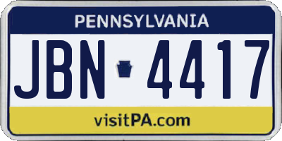 PA license plate JBN4417