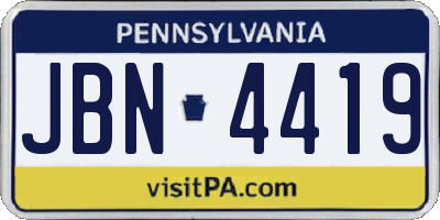 PA license plate JBN4419