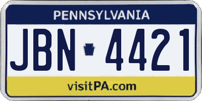 PA license plate JBN4421