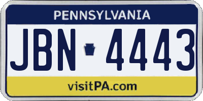 PA license plate JBN4443