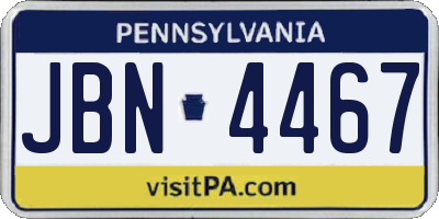 PA license plate JBN4467