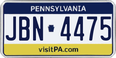 PA license plate JBN4475