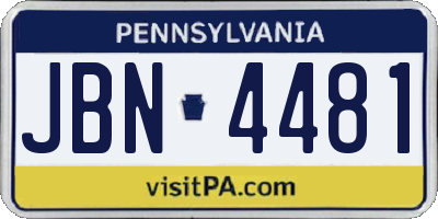 PA license plate JBN4481
