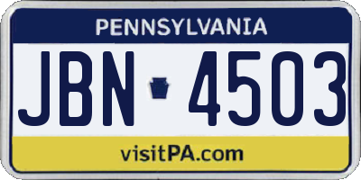 PA license plate JBN4503