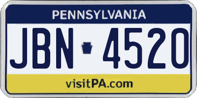 PA license plate JBN4520
