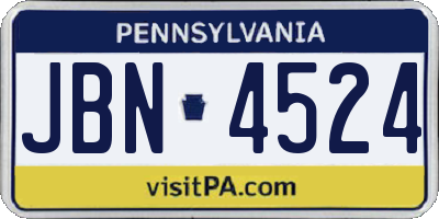 PA license plate JBN4524