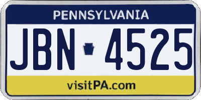 PA license plate JBN4525