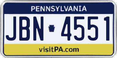 PA license plate JBN4551