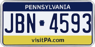 PA license plate JBN4593