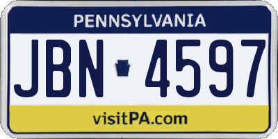 PA license plate JBN4597