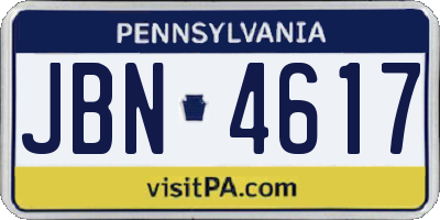 PA license plate JBN4617