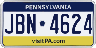 PA license plate JBN4624